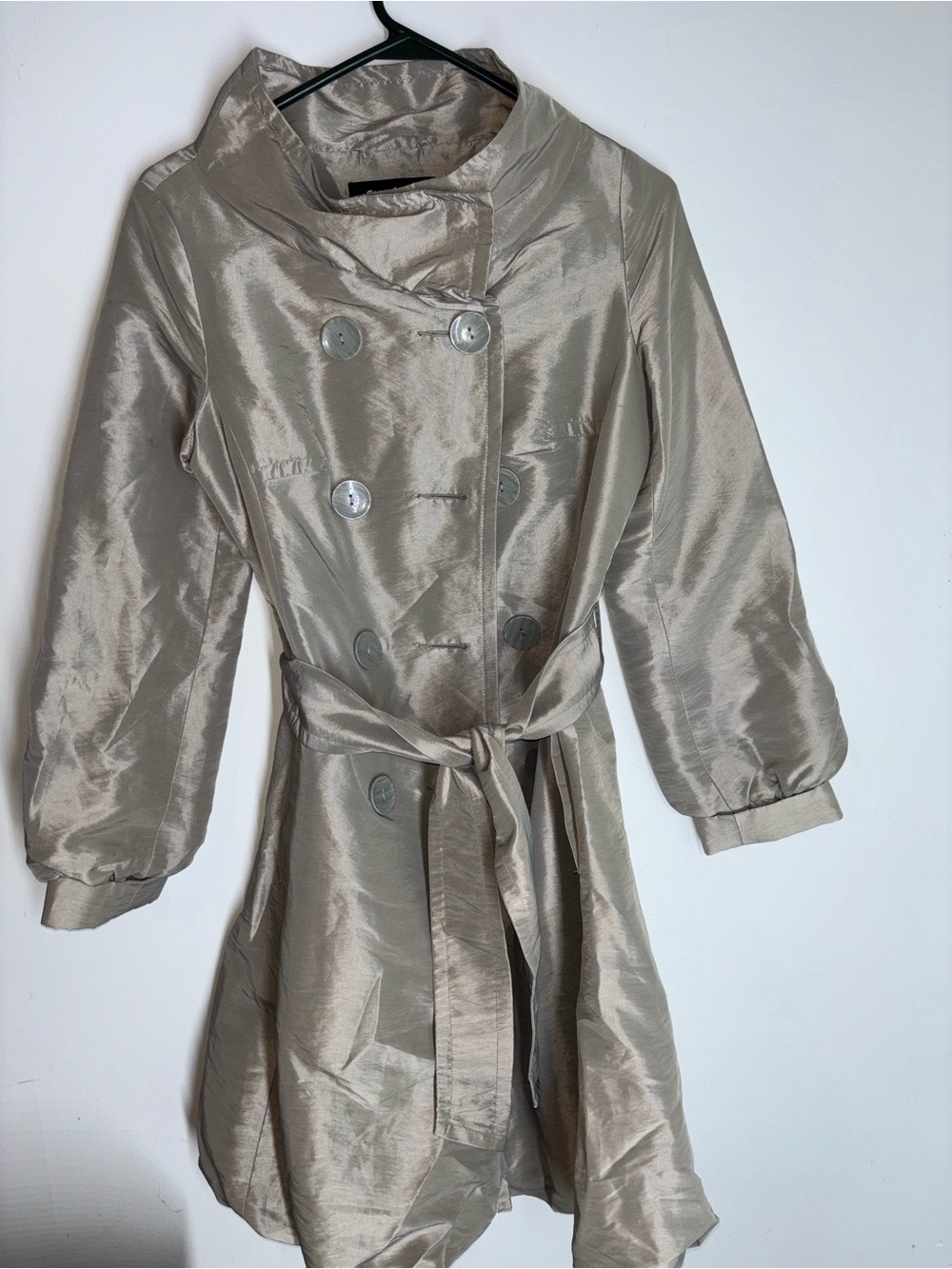 CoffeeShop NYC Champagne Trench Coat Belted Y2K Small